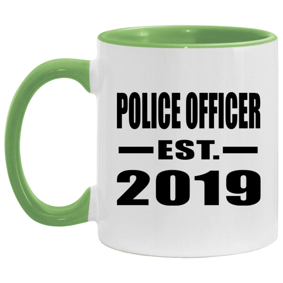 Police Officer Established EST. 2019 - 11oz Accent Mug Green