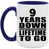 9th Anniversary 9 Years Down Lifetime To Go - 15oz Accent Mug Purple