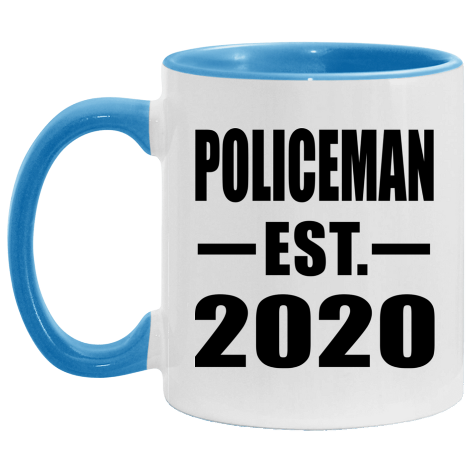 Policeman Established EST. 2020 - 11oz Accent Mug Blue