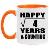 Happy 2nd Anniversary Square Root of 4 Years & Counting - 11oz Accent Mug Orange