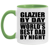 Glazier By Day World's Best Dad By Night - 11oz Accent Mug Green