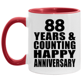 Happy 88th Anniversary 88 Years & Counting - 11oz Accent Mug Red