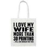 I Love My Wife More Than 3d Printing - Tote Bag White
