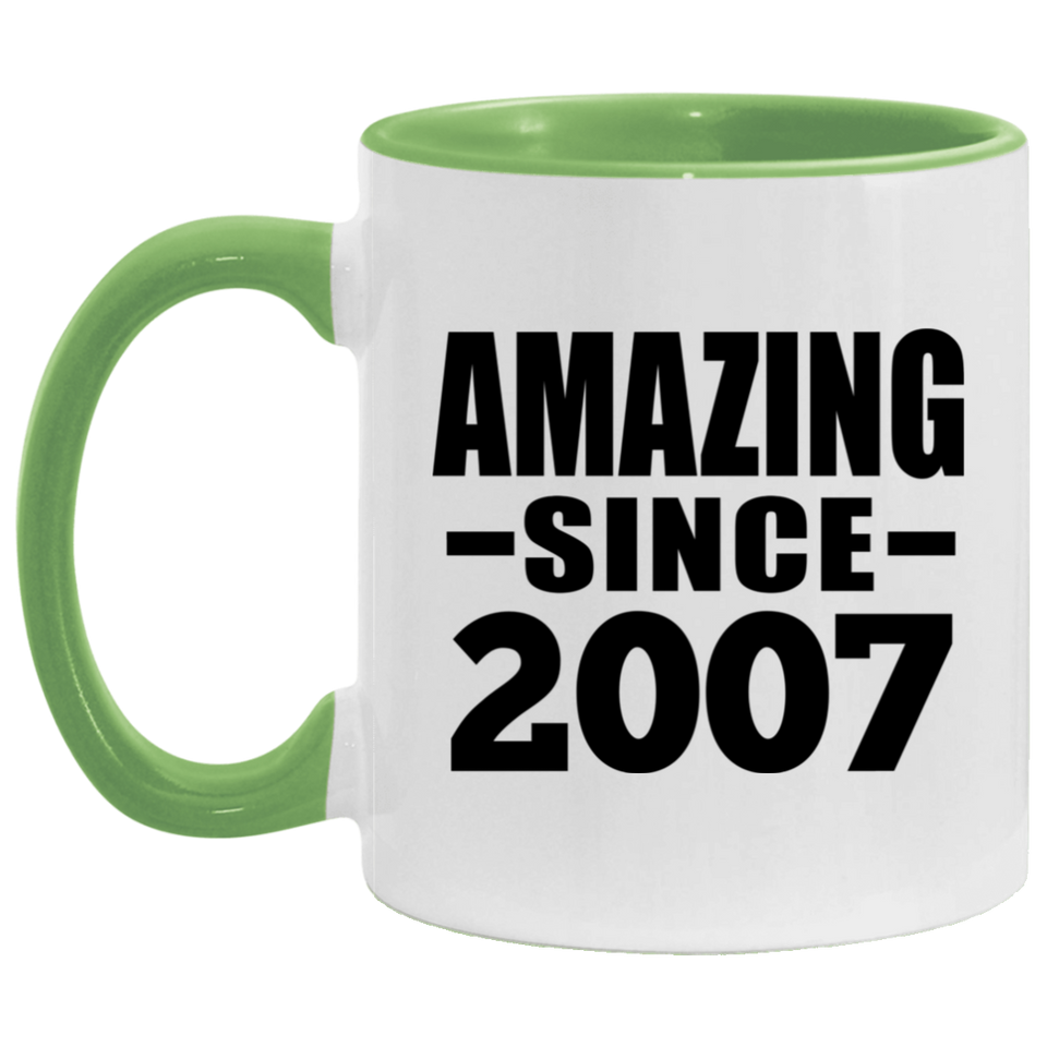 17th Birthday Amazing Since 2007 - 11oz Accent Mug Green