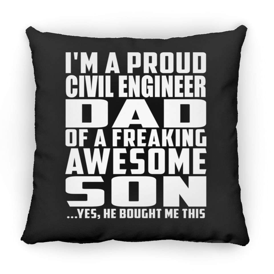 Proud Civil Engineer Dad Of Awesome Son - Throw Pillow Black