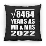 92nd Anniversary Square Root of 8464 Years As Mr & Mrs 2022 - Throw Pillow Black