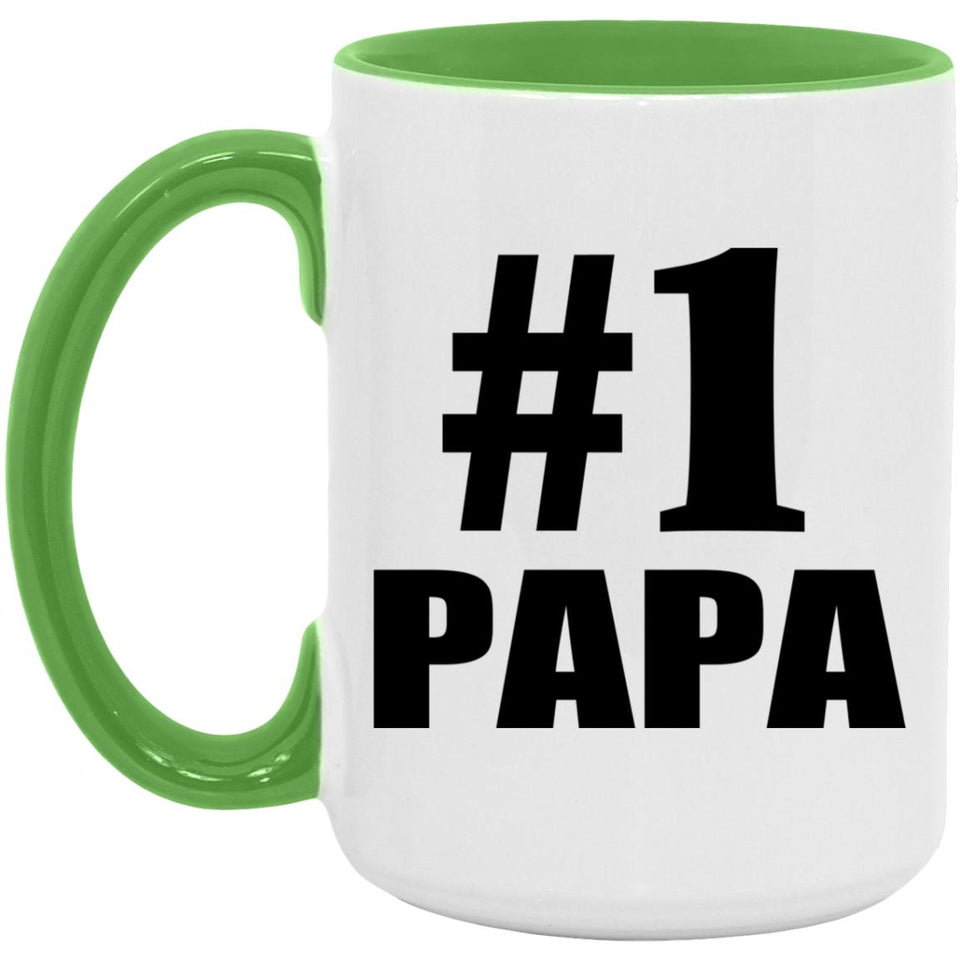Number One #1 Papa (Grandpa) - 15oz Accent Mug Green