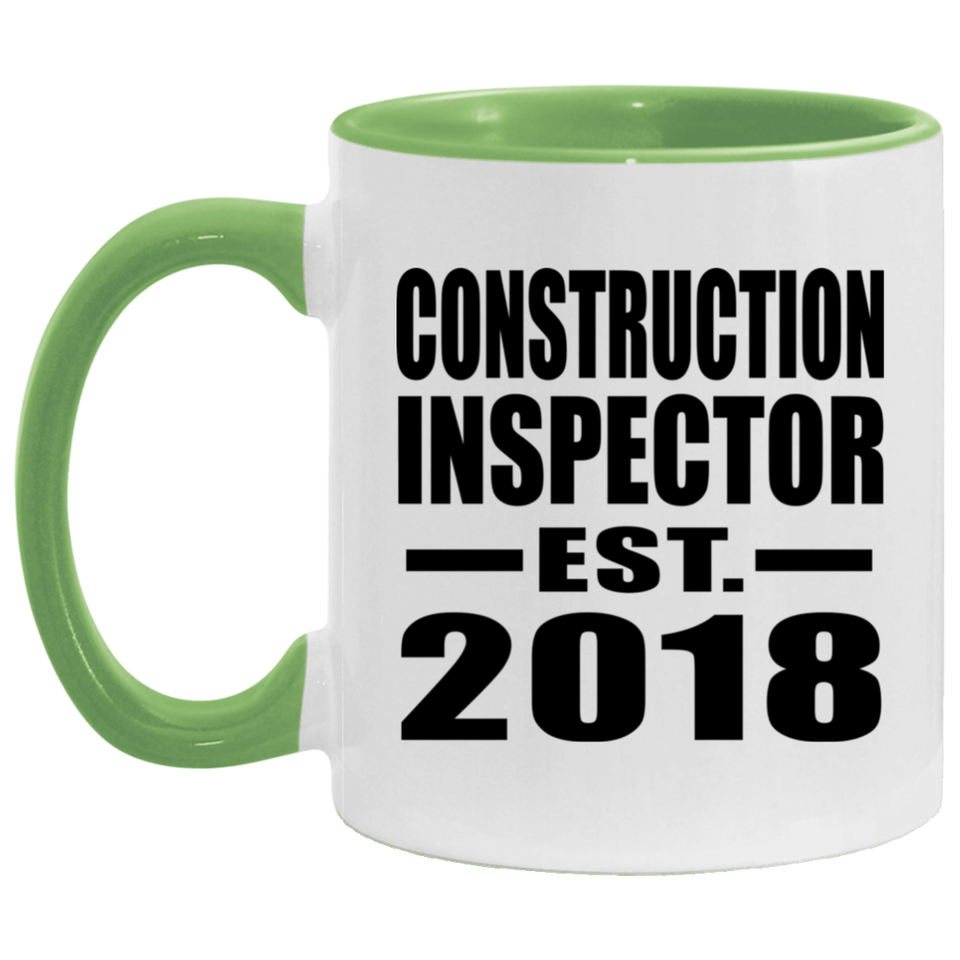 Construction Inspector Established EST. 2018 - 11oz Accent Mug Green