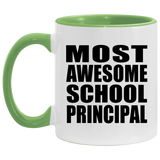 Most Awesome School Principal - 11oz Accent Mug Green