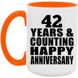 Happy 42nd Anniversary 42 Years & Counting - 15oz Accent Mug Orange
