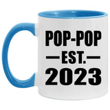 Pop-Pop Established EST. 2023 - 11oz Accent Mug Blue