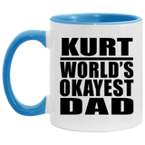 Kurt World's Okayest Dad - 11oz Accent Mug Blue