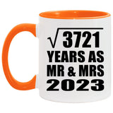 61st Anniversary Square Root of 3721 Years As Mr & Mrs 2023 - 11oz Accent Mug Orange