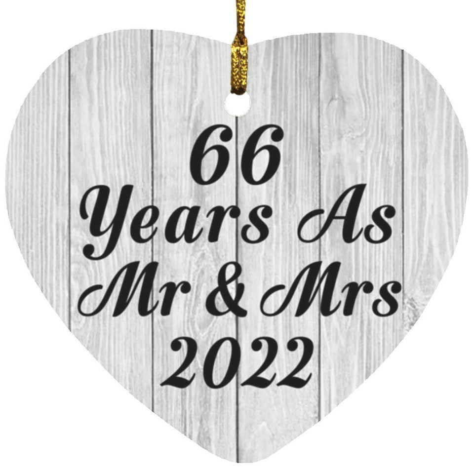 66th Anniversary 66 Years As Mr & Mrs 2022 - Heart Ornament F