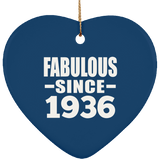 88th Birthday Fabulous Since 1936 - Heart Ornament