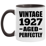 97th Birthday Vintage 1927 Aged Perfectly - 11oz Accent Mug Black