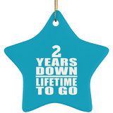 2nd Anniversary 2 Years Down Lifetime To Go - Star Ornament