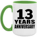 13th Anniversary 13 Years Anniversary - 15oz Accent Mug Green