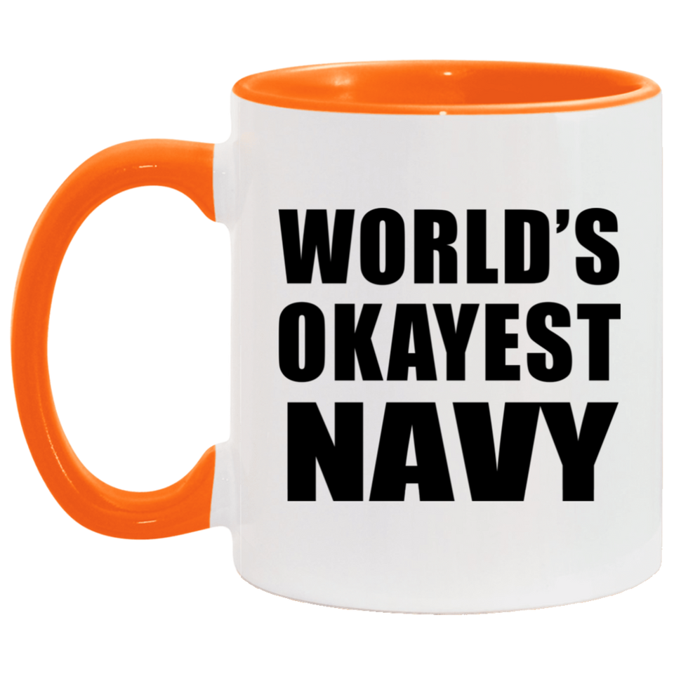 World's Okayest Navy - 11oz Accent Mug Orange