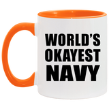 World's Okayest Navy - 11oz Accent Mug Orange