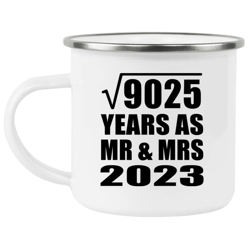 95th Anniversary Square Root of 9025 Years As Mr & Mrs 2023 - 12oz Camping Mug