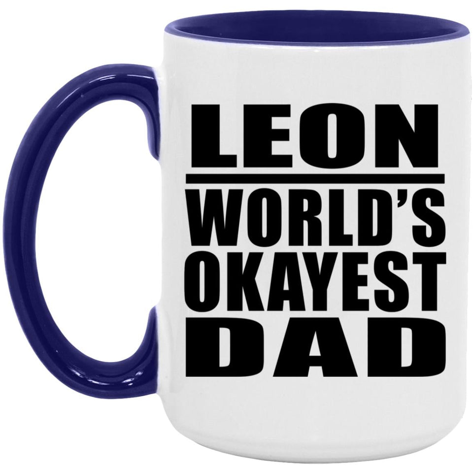 Leon World's Okayest Dad - 15oz Accent Mug Purple
