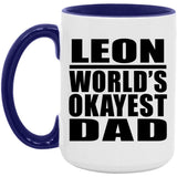 Leon World's Okayest Dad - 15oz Accent Mug Purple