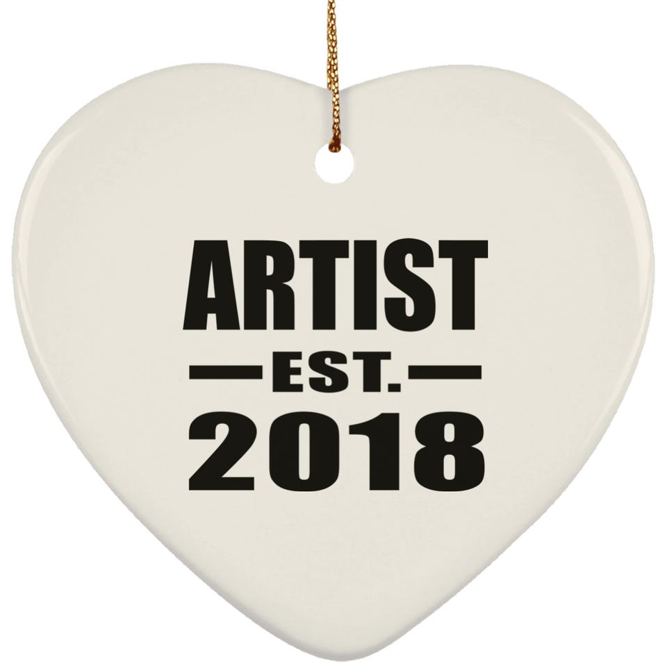 Artist Established EST. 2018 - Heart Ornament