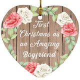 First Christmas As an Amazing Boyfriend - Heart Ornament B