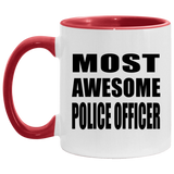 Most Awesome Police Officer - 11oz Accent Mug Red