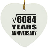 78th Anniversary Square Root of 6084 Years Anniversary - Heart Ornament