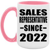 Sales Representative Since 2022 - 15oz Accent Mug Pink