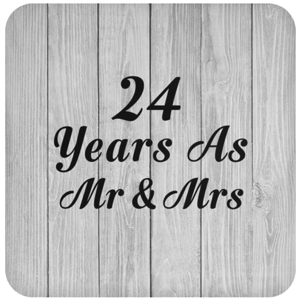24th Anniversary 24 Years As Mr & Mrs - Drink Coaster F