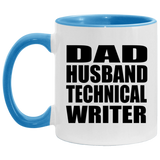 Dad Husband Technical Writer - 11oz Accent Mug Blue