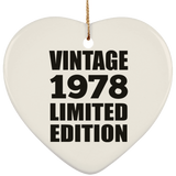 46th Birthday Vintage 1978 Limited Edition - Heart Ornament