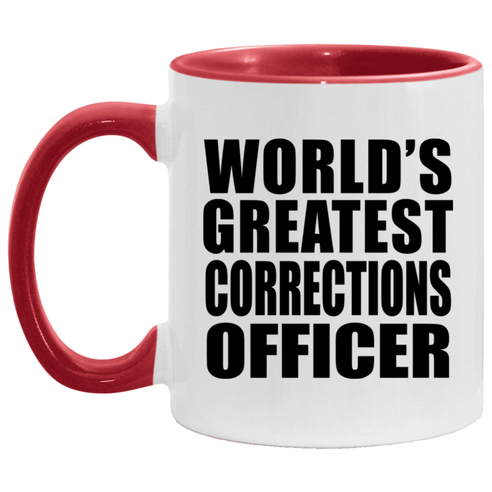 World's Greatest Corrections Officer - 11oz Accent Mug Red