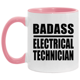 Badass Electrical Technician - 11oz Accent Mug Pink