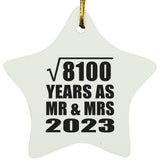 90th Anniversary Square Root of 8100 Years As Mr & Mrs 2023 - Star Ornament