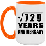 27th Anniversary Square Root of 729 Years Anniversary - 15oz Accent Mug Orange