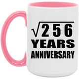 16th Anniversary Square Root of 256 Years Anniversary - 15oz Accent Mug Pink