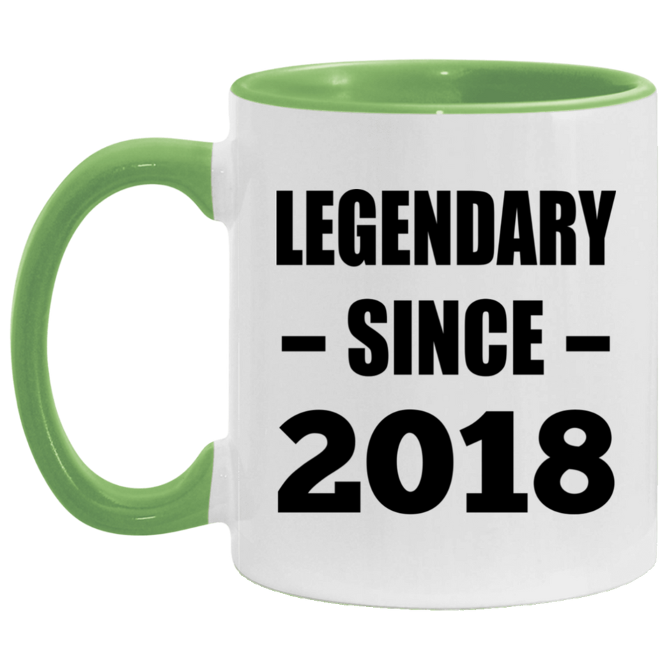6th Birthday Legendary Since 2018 - 11oz Accent Mug Green