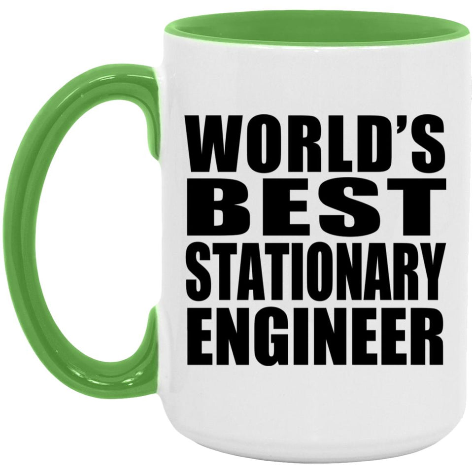 World's Best Stationary Engineer - 15oz Accent Mug Green