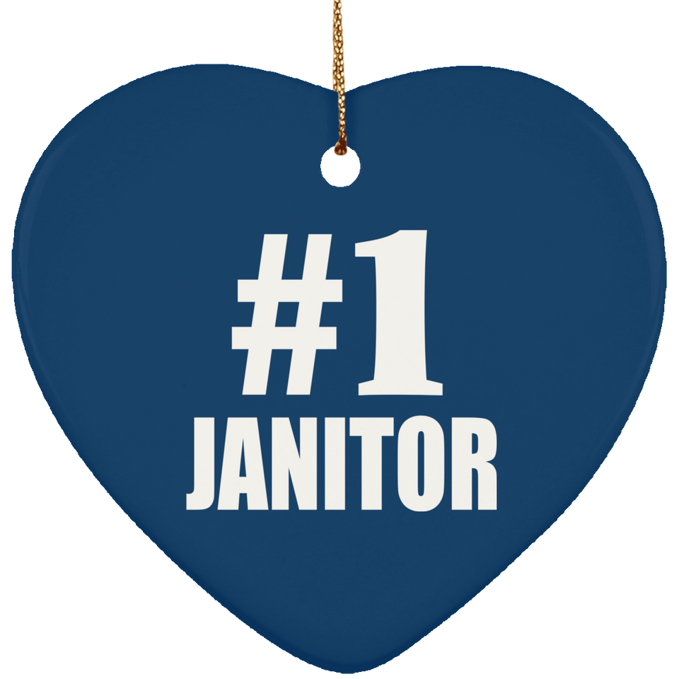 Number One #1 Janitor - Heart Ornament