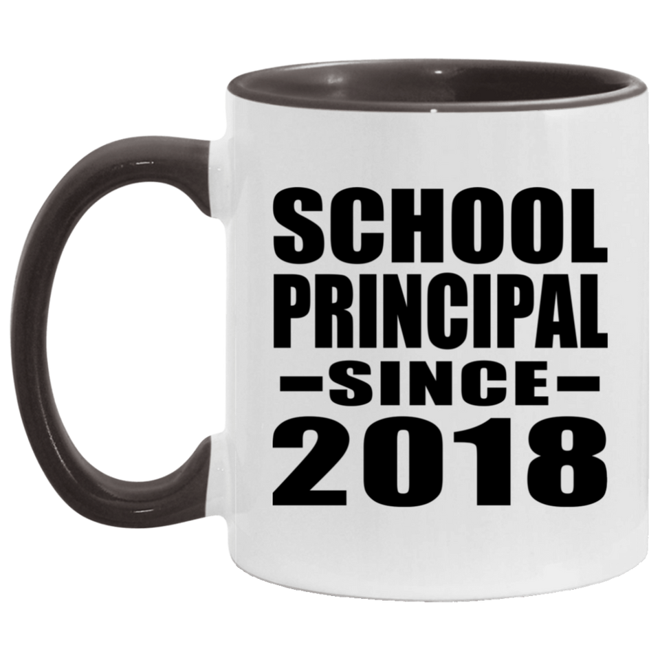 School Principal Since 2018 - 11oz Accent Mug Black