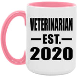 Veterinarian Established EST. 2020 - 15oz Accent Mug Pink