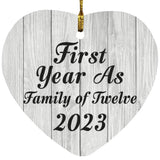 First Year As Family Of Twelve 2023 - Heart Ornament F