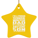 Proud Technical Writer Dad Of Awesome Son - Star Ornament