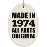 50th Birthday Made in 1974 All Parts Original - Oval Ornament
