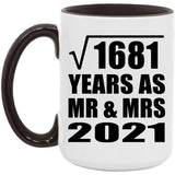 41st Anniversary Square Root of 1681 Years As Mr & Mrs 2021 - 15oz Accent Mug Black