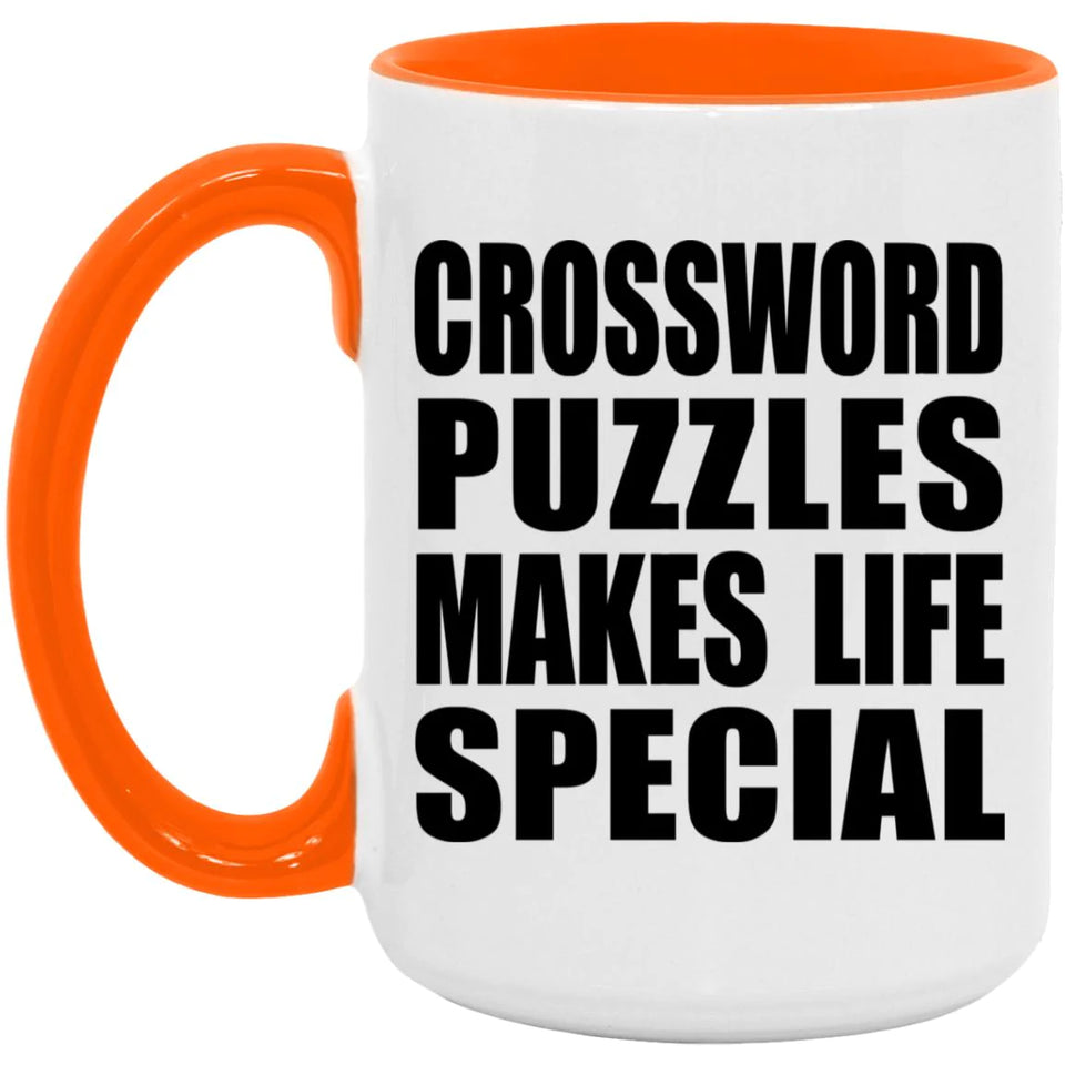 Crossword Puzzles Makes Life Special - 15oz Accent Mug Orange